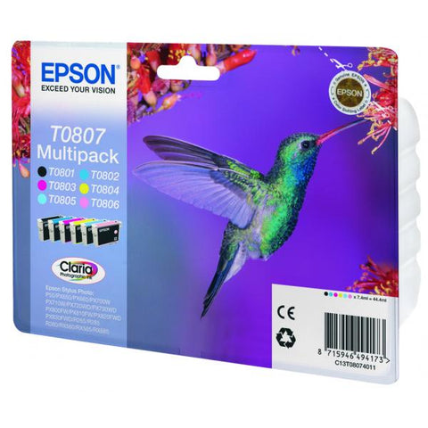 EPSON T0807 MULTIPACK CARTUCCE NERO+CIANO+GIALLO+MAGENTA+CIANO CHIARO+MAGENTA CHIARO