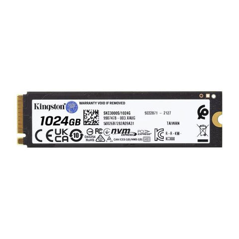 Kingston Technology 1024G KC3000 M.2 2280 NVMe SSD (Kingston KC3000 [SKC3000S/1024G] 1TB NVMe SSD, M.2 Interface, PCIe Gen4, 2280, Read 7000MB/s, Write 6000MB/s, 5 Year Warranty)