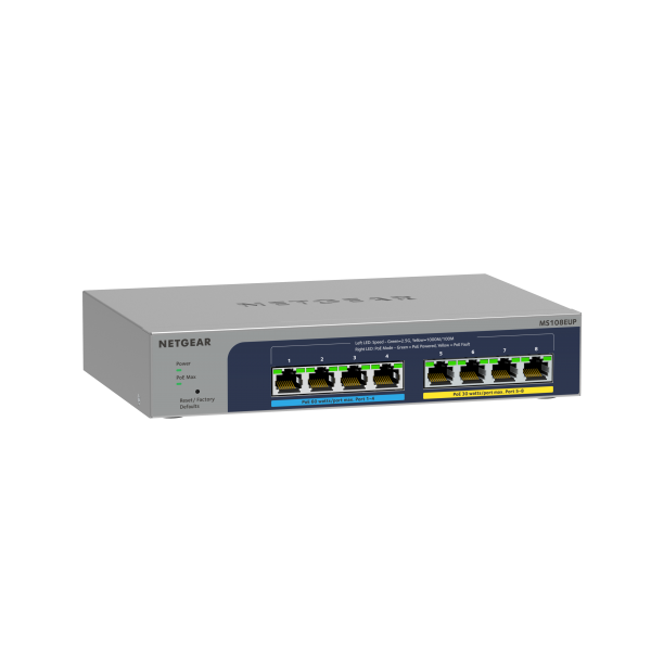 NETGEAR 8-port Ultra60 PoE++ Multi-Gigabit [2.5G] Ethernet Plus Switch Gestito L2/L3 2.5G Ethernet [100/1000/2500] Supporto Power over Ethernet [PoE] Grigio (8P 2.5G ULTRA60 POE++ SWITCH - MULTI-GIGA