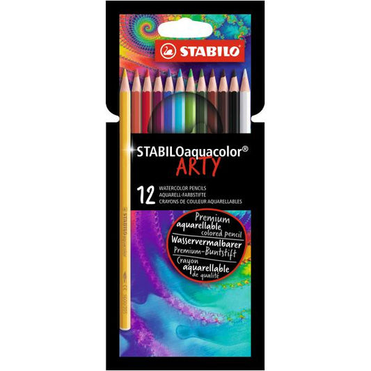 STABILO AQUACOLOR ARTY MATITA ACQUARELLBILE COLORI ASSORTITI CONF 12 Pz.