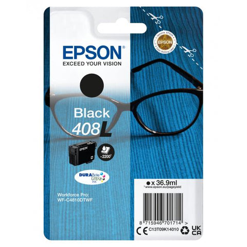 Epson Singlepack Black 408L DURABrite Ultra Ink (EPSON 408L BLACK INK WF-C4810DTWF)