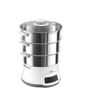 Tefal Convenient Series Deluxe VC502D10 pentola a vapore 3 cestello/i Superficie piana 900 W Acciaio inossidabile, Bianco