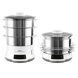 Tefal Convenient Series Deluxe VC502D10 pentola a vapore 3 cestello/i Superficie piana 900 W Acciaio inossidabile, Bianco