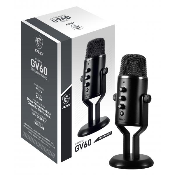 MSI PER IMMERSE GV60 STREAMING MIC Nero Microfono per console di gioco