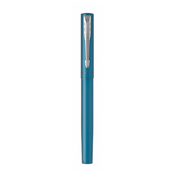 PARKER VECTOR XL PENNA ROLLER PUNTA F CORPO TEAL METALLIZZATO PUNTALE CROMATO INCHIOSTRO NERO CONFEZIONE REGALO 