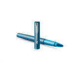 PARKER VECTOR XL PENNA ROLLER PUNTA F CORPO TEAL METALLIZZATO PUNTALE CROMATO INCHIOSTRO NERO CONFEZIONE REGALO