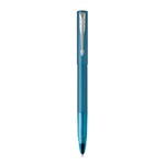 PARKER VECTOR XL PENNA ROLLER PUNTA F CORPO TEAL METALLIZZATO PUNTALE CROMATO INCHIOSTRO NERO CONFEZIONE REGALO