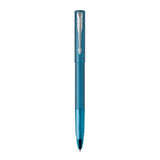 PARKER VECTOR XL PENNA ROLLER PUNTA F CORPO TEAL METALLIZZATO PUNTALE CROMATO INCHIOSTRO NERO CONFEZIONE REGALO 