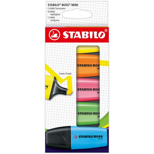 STABILO BOSS MINI EVIDENZIATORE ASTUCCIO COLORI ASSORTITI CONF 5 Pz.