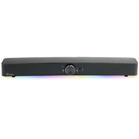 Barra de sonido ITEK S100 para juegos - RGB con botones de encendido/apagado, Bluetooth, conector de 2 x 3,5 mm, salida de micrófono y auriculares - ITSDS100