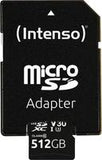Intenso microSD-Card, 512 GB Speicherkapazitt, bis zu 45 MB/Sekunde Schreibgeschwindigkeit, bis zu 100 MB/Sekunde Lesegeschwindigkeit, UHS-I, SD-Adapter (3433493)