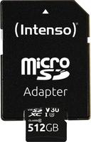 Intenso microSD-Card, 512 GB Speicherkapazitt, bis zu 45 MB/Sekunde Schreibgeschwindigkeit, bis zu 100 MB/Sekunde Lesegeschwindigkeit, UHS-I, SD-Adapter (3433493)