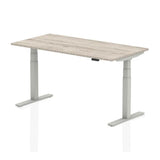 Dynamic Air Grigio, Argento (Dynamic Air 1600 x 800mm Height Adjustable Desk Grey Oak Top Silver Leg HA01165 DD)