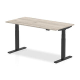 Dynamic Air Nero, Grigio (Dynamic Air 1600 x 800mm Height Adjustable Desk Grey Oak Top Black Leg HA01247 DD)