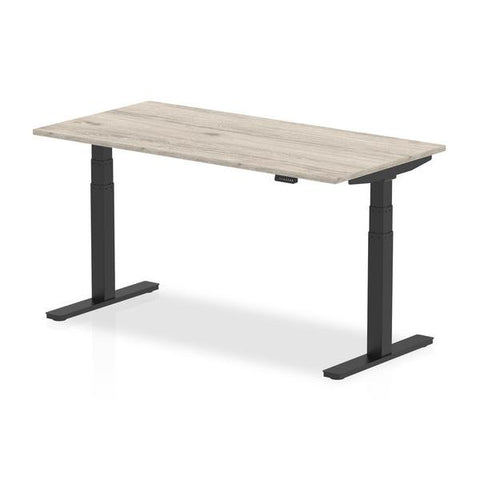 Dynamic Air Nero, Grigio (Dynamic Air 1600 x 800mm Height Adjustable Desk Grey Oak Top Black Leg HA01247 DD)