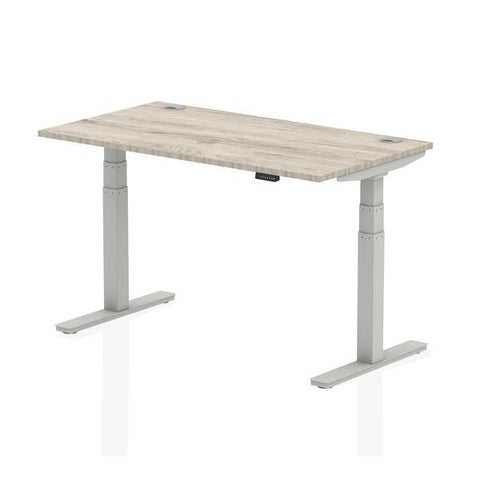 Dynamic Air Grigio, Argento (Dynamic Air 1400 x 800mm Height Adjustable Desk Grey Oak Top Cable Ports Silver Leg HA01171 DD)