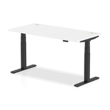Dynamic Air Nero, Bianco (Dynamic Air 1600 x 800mm Height Adjustable Desk White Top Cable Ports Black Leg HA01215 DD)