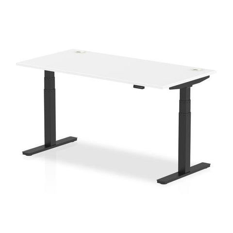 Dynamic Air Nero, Bianco (Dynamic Air 1600 x 800mm Height Adjustable Desk White Top Cable Ports Black Leg HA01215 DD)