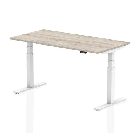 Dynamic Air Grigio, Bianco (Dynamic Air 1600 x 800mm Height Adjustable Desk Grey Oak Top White Leg HA01166 DD)
