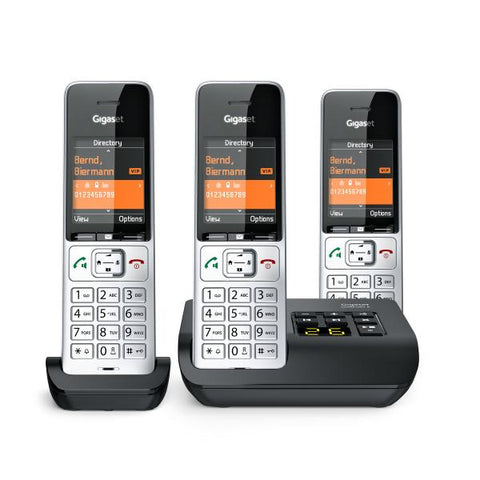 Gigaset 500A Comfort Trio - Schnurlostelefon - Anrufbeantworter - ECO DECT\GAP\CAT-iq - Silver Black + 2 zustzliche Handsets (L36852-H3023-B111)