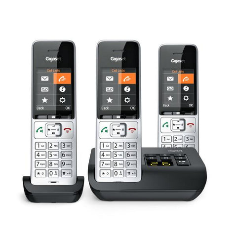 Gigaset 500A Comfort Trio - Schnurlostelefon - Anrufbeantworter - ECO DECT\GAP\CAT-iq - Silver Black + 2 zustzliche Handsets (L36852-H3023-B111)