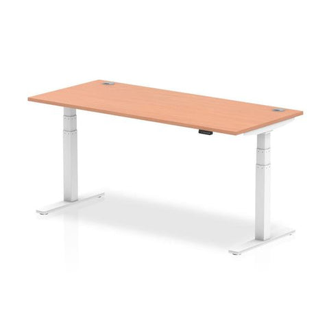 Dynamic Air Bianco, Legno (Dynamic Air 1800 x 800mm Height Adjustable Desk Beech Top Cable Ports White Leg HA01104 DD)