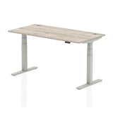 Dynamic Air Grigio, Argento (Dynamic Air 1600 x 800mm Height Adjustable Desk Grey Oak Top Cable Ports Silver Leg HA01173 DD)