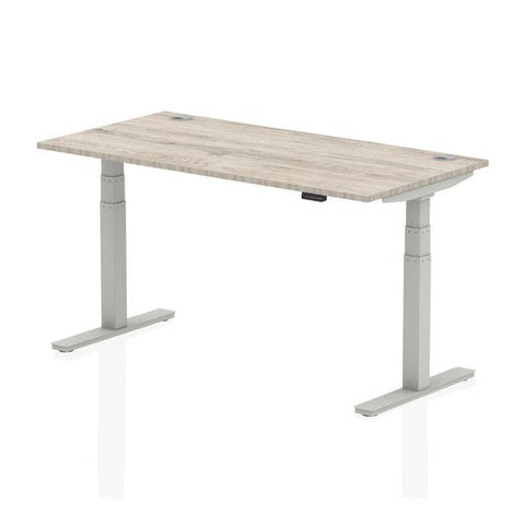 Dynamic Air Grigio, Argento (Dynamic Air 1600 x 800mm Height Adjustable Desk Grey Oak Top Cable Ports Silver Leg HA01173 DD)