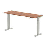 Dynamic Air Slimline Argento, Noce (Dynamic Air 1800 x 600mm Height Adjustable Desk Walnut Top Cable Ports Silver Leg HA01128 DD)