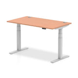 Dynamic Air Argento, Legno (Dynamic Air 1400 x 800mm Height Adjustable Desk Beech Top Cable Ports Silver Leg HA01082 DD)