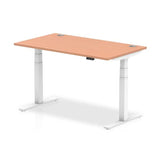 Dynamic Air Bianco, Legno (Dynamic Air 1400 x 800mm Height Adjustable Desk Beech Top Cable Ports White Leg HA01102 DD)