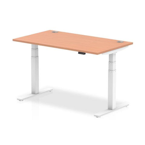 Dynamic Air Bianco, Legno (Dynamic Air 1400 x 800mm Height Adjustable Desk Beech Top Cable Ports White Leg HA01102 DD)