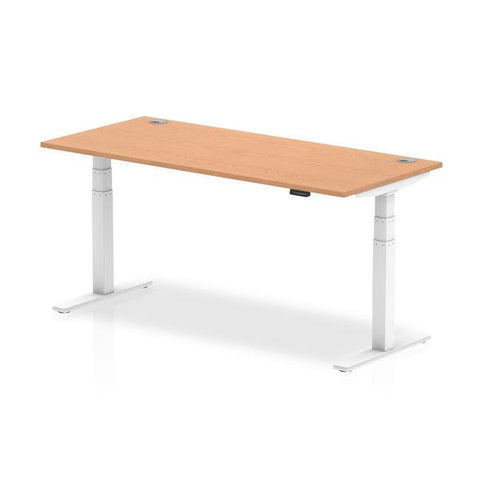 Dynamic Air Colore quercia, Bianco (Dynamic Air 1800 x 800mm Height Adjustable Desk Oak Top Cable Ports White Leg HA01120 DD)