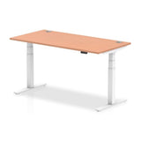 Dynamic Air Bianco, Legno (Dynamic Air 1600 x 800mm Height Adjustable Desk Beech Top Cable Ports White Leg HA01103 DD)