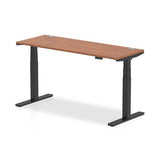 Dynamic Air Slimline Nero, Noce (Dynamic Air 1600 x 600mm Height Adjustable Desk Walnut Top Cable Ports Black Leg HA01231 DD)