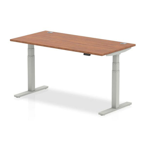Dynamic Air Argento, Noce (Dynamic Air 1600 x 800mm Height Adjustable Desk Walnut Top Cable Ports Silver Leg HA01087 DD)