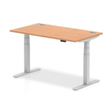 Dynamic Air Colore quercia, Argento (Dynamic Air 1400 x 800mm Height Adjustable Desk Oak Top Cable Ports Silver Leg HA01098 DD)