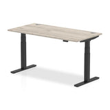 Dynamic Air Nero, Grigio (Dynamic Air 1600 x 800mm Height Adjustable Desk Grey Oak Top Cable Ports Black Leg HA01251 DD)