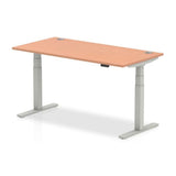 Dynamic Air Argento, Legno (Dynamic Air 1600 x 800mm Height Adjustable Desk Beech Top Cable Ports Silver Leg HA01083 DD)