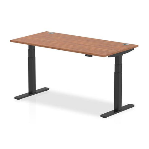 Dynamic Air Nero, Noce (Dynamic Air 1600 x 800mm Height Adjustable Desk Walnut Top Cable Ports Black Leg HA01211 DD)