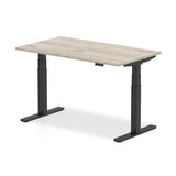 Dynamic Air Nero, Grigio (Dynamic Air 1400 x 800mm Height Adjustable Desk Grey Oak Top Black Leg HA01246 DD)