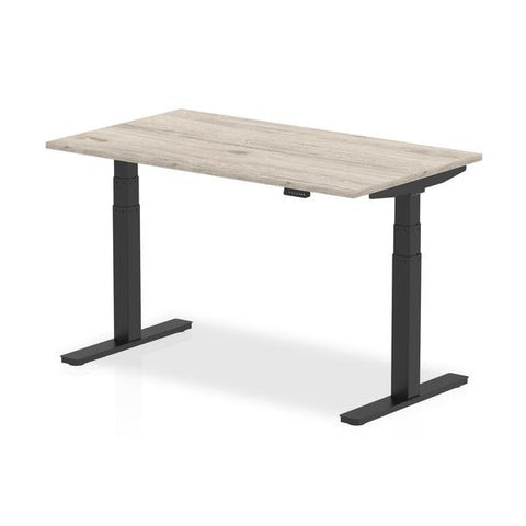 Dynamic Air Nero, Grigio (Dynamic Air 1400 x 800mm Height Adjustable Desk Grey Oak Top Black Leg HA01246 DD)