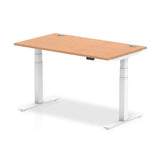 Dynamic Air Colore quercia, Bianco (Dynamic Air 1400 x 800mm Height Adjustable Desk Oak Top Cable Ports White Leg HA01118 DD)