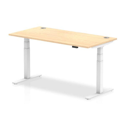 Dynamic Air Colore acero, Bianco (Dynamic Air 1600 x 800mm Height Adjustable Desk Maple Top Cable Ports White Leg HA01115 DD)