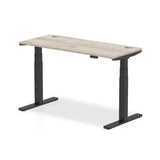 Dynamic Air Slimline Nero, Grigio (Dynamic Air 1400 x 600mm Height Adjustable Desk Grey Oak Top Cable Ports Black Leg HA01254 DD)