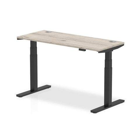 Dynamic Air Slimline Nero, Grigio (Dynamic Air 1400 x 600mm Height Adjustable Desk Grey Oak Top Cable Ports Black Leg HA01254 DD)