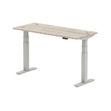Dynamic Air Slimline Grigio, Argento (Dynamic Air 1400 x 600mm Height Adjustable Desk Grey Oak Top Cable Ports Silver Leg HA01178 DD)