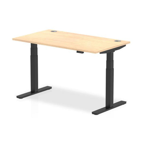 Dynamic Air Nero, Colore acero (Dynamic Air 1400 x 800mm Height Adjustable Desk Maple Top Cable Ports Black Leg HA01218 DD)