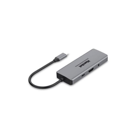HAMLET HDKC-PD200A DOCKING STATION USB-C POWER DELIVERY 85W 3xUSB 3.0 1xHDMI 1xUSB-C LAN 10/100/1000 MBPS GREY