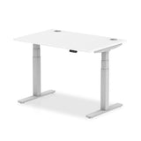 Dynamic Air Argento, Bianco (Dynamic Air 1200 x 800mm Height Adjustable Desk White Top Cable Ports Silver Leg HA01089 DD)